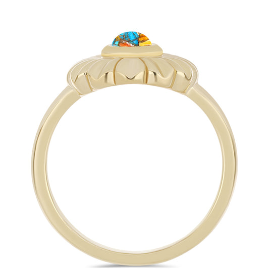 Pozlátený Strieborný Prsteň s Ustricovým Tyrkysom