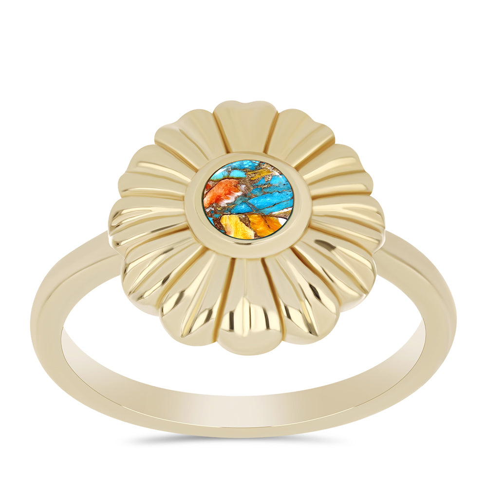 Pozlátený Strieborný Prsteň s Ustricovým Tyrkysom 3 