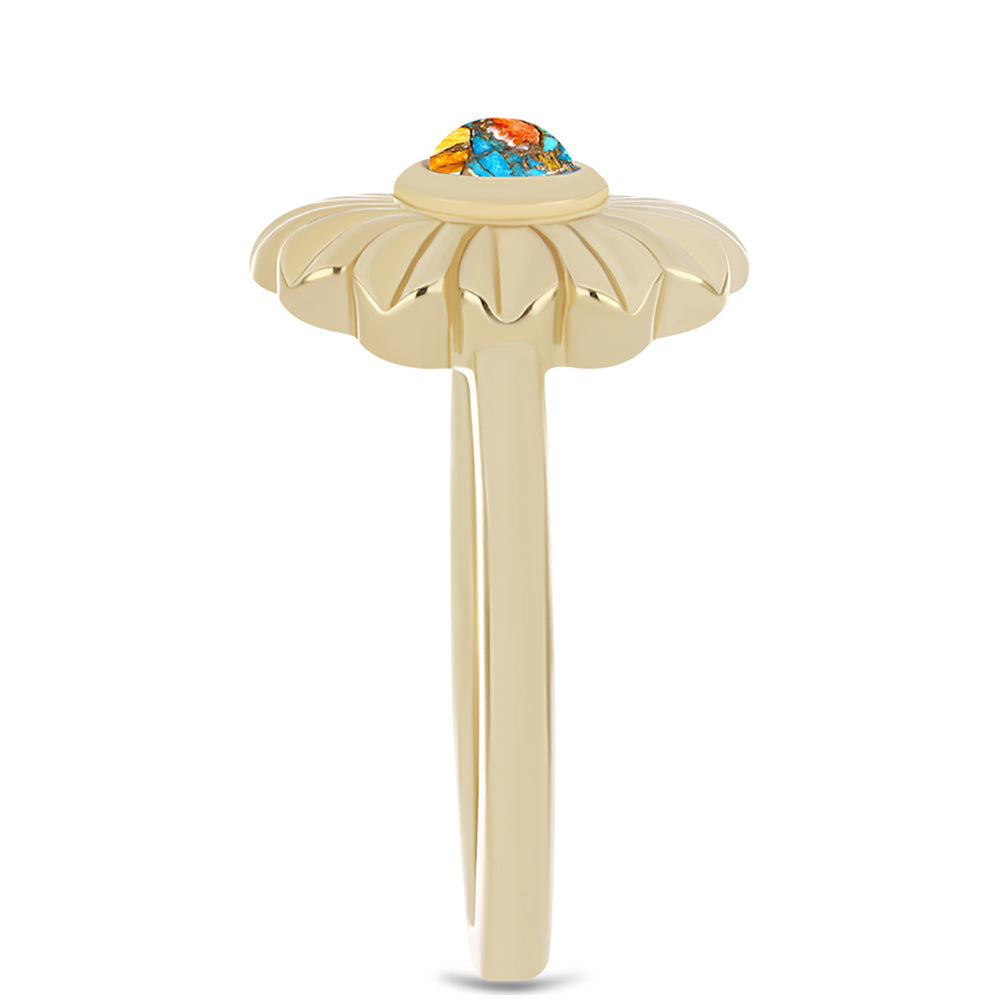 Pozlátený Strieborný Prsteň s Ustricovým Tyrkysom 4 