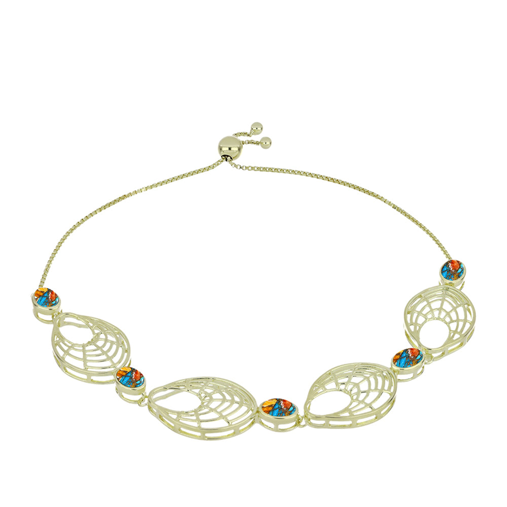 Pozlátený Strieborný Náramok s Ustricovým Tyrkysom