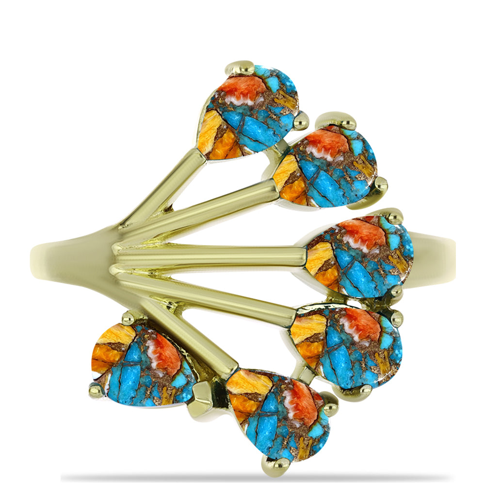 Pozlátený Strieborný Prsteň s Ustricovým Tyrkysom