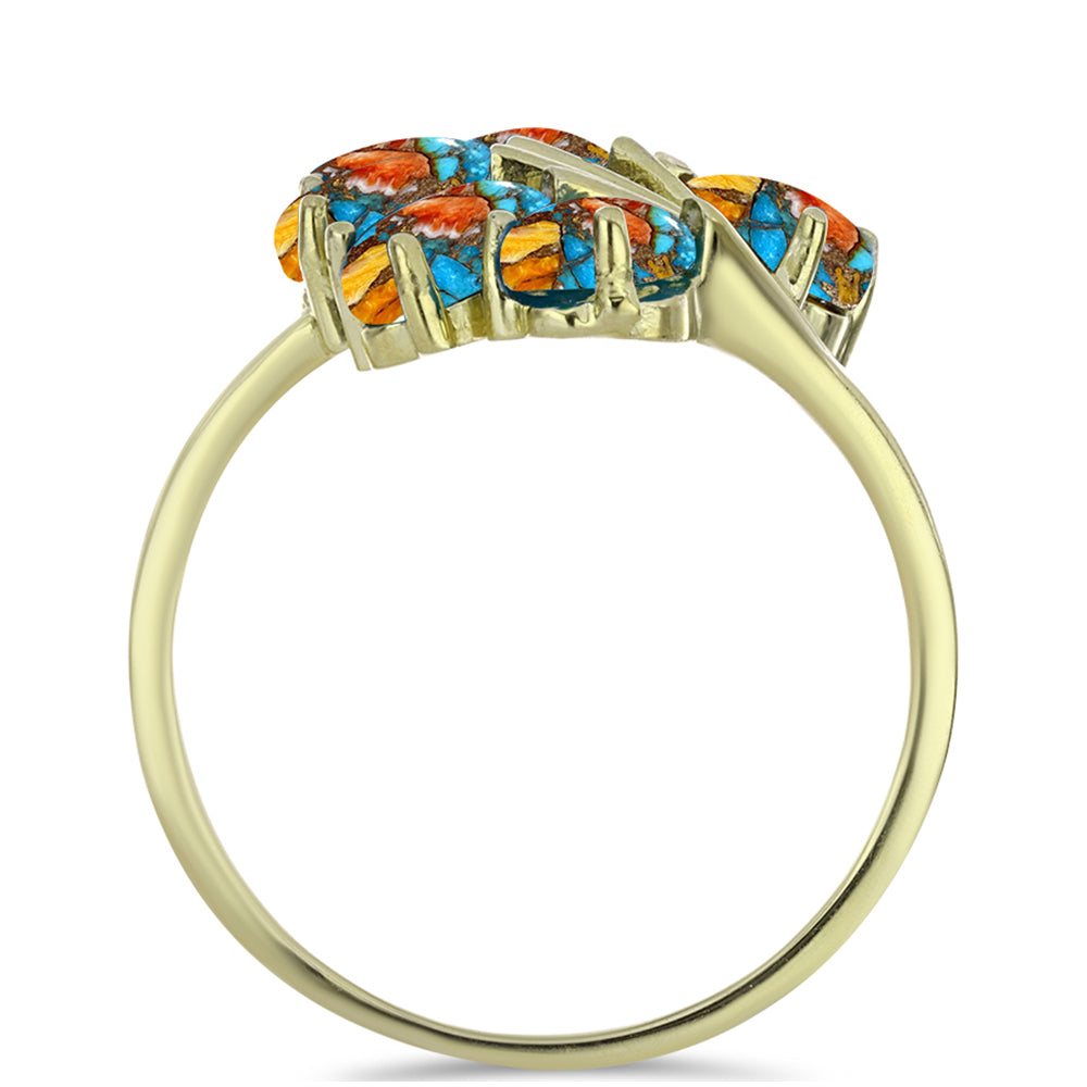 Pozlátený Strieborný Prsteň s Ustricovým Tyrkysom 2 