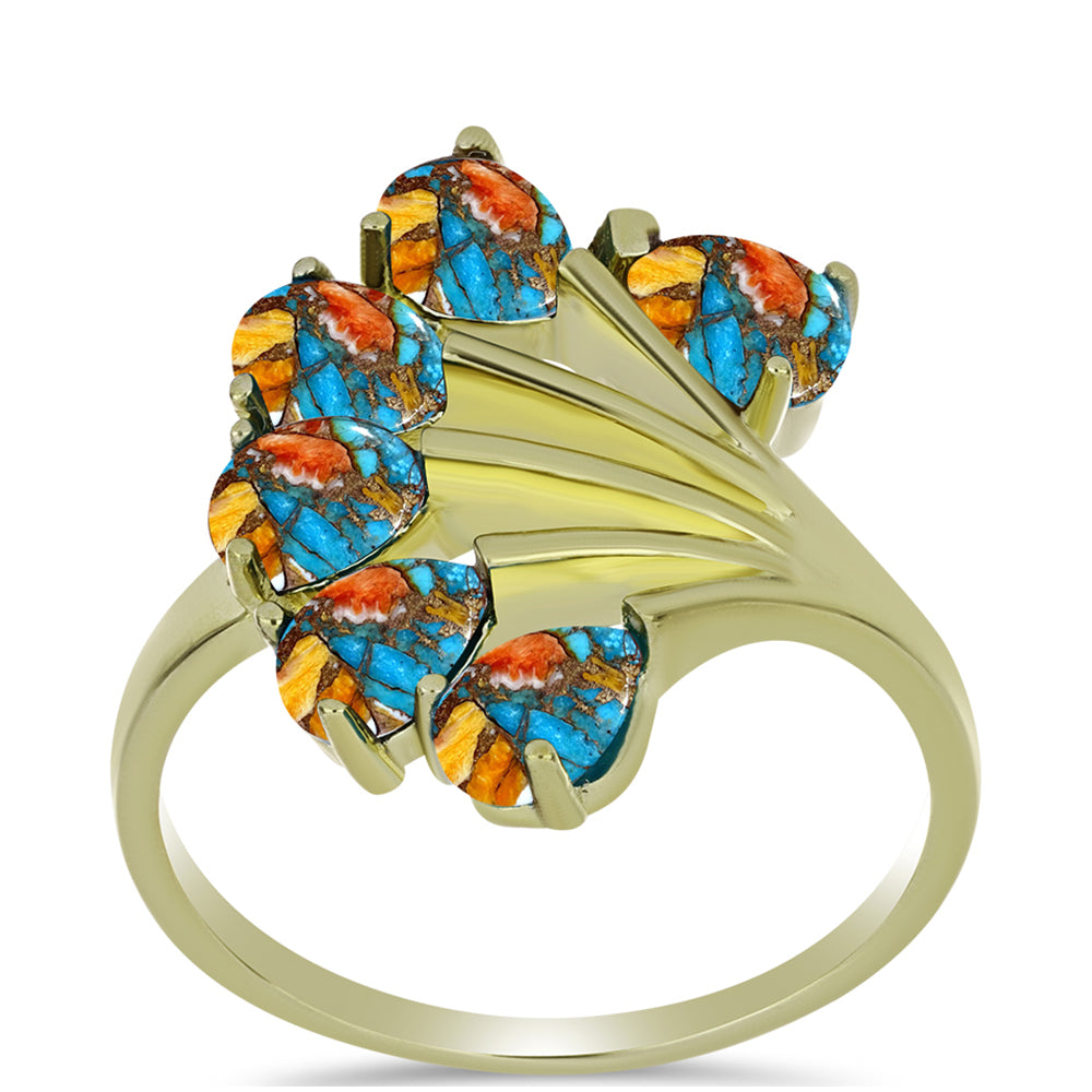 Pozlátený Strieborný Prsteň s Ustricovým Tyrkysom 3 