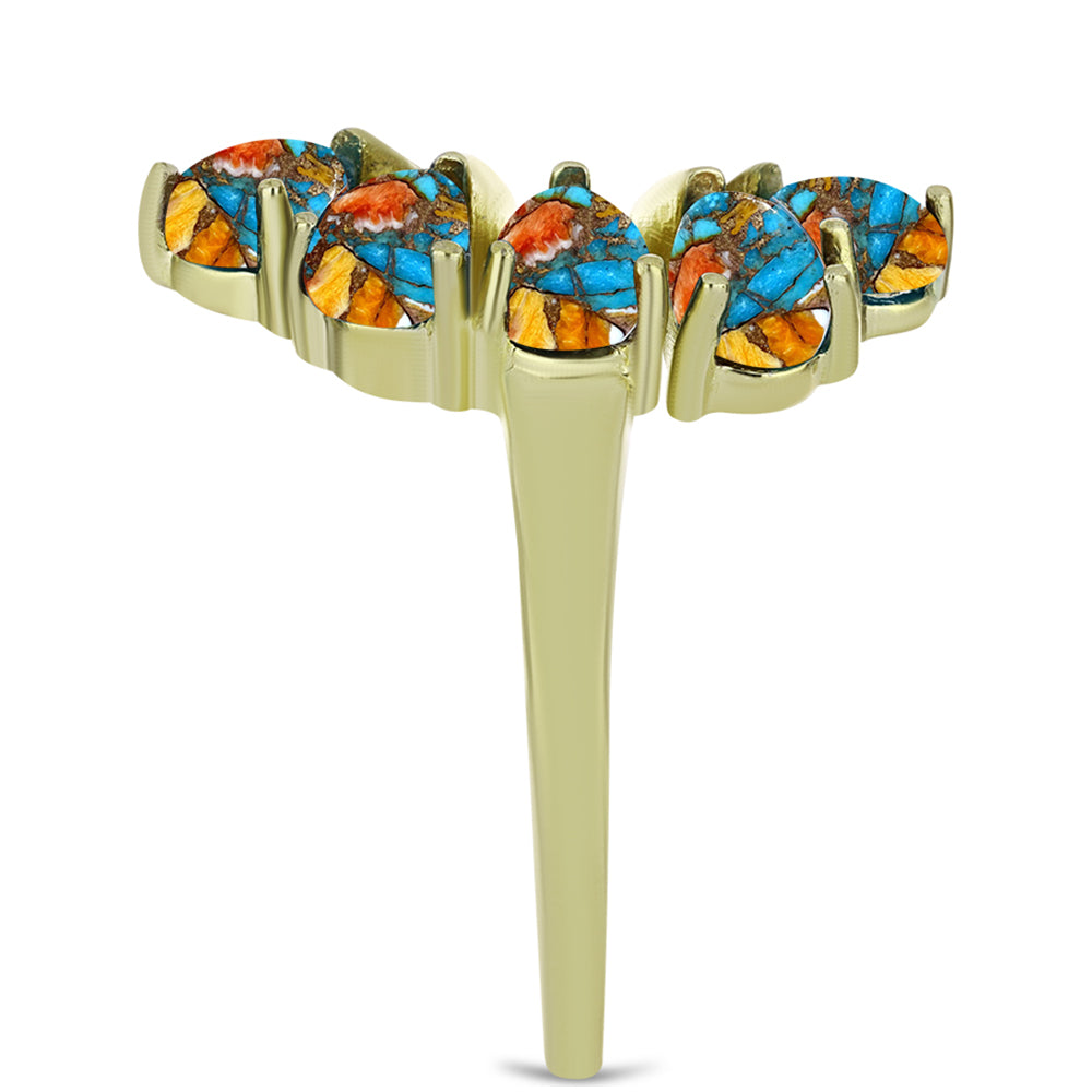 Pozlátený Strieborný Prsteň s Ustricovým Tyrkysom 4 