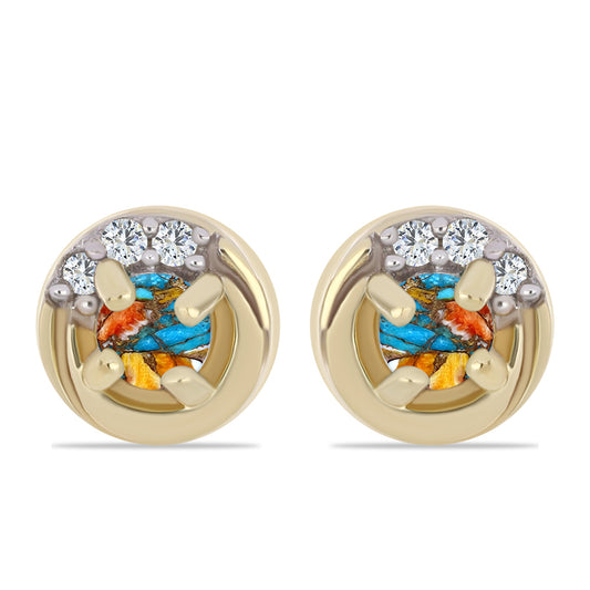 Pozlátené Strieborné Náušnice s Ustricovým Tyrkysom a Bielym Topásom