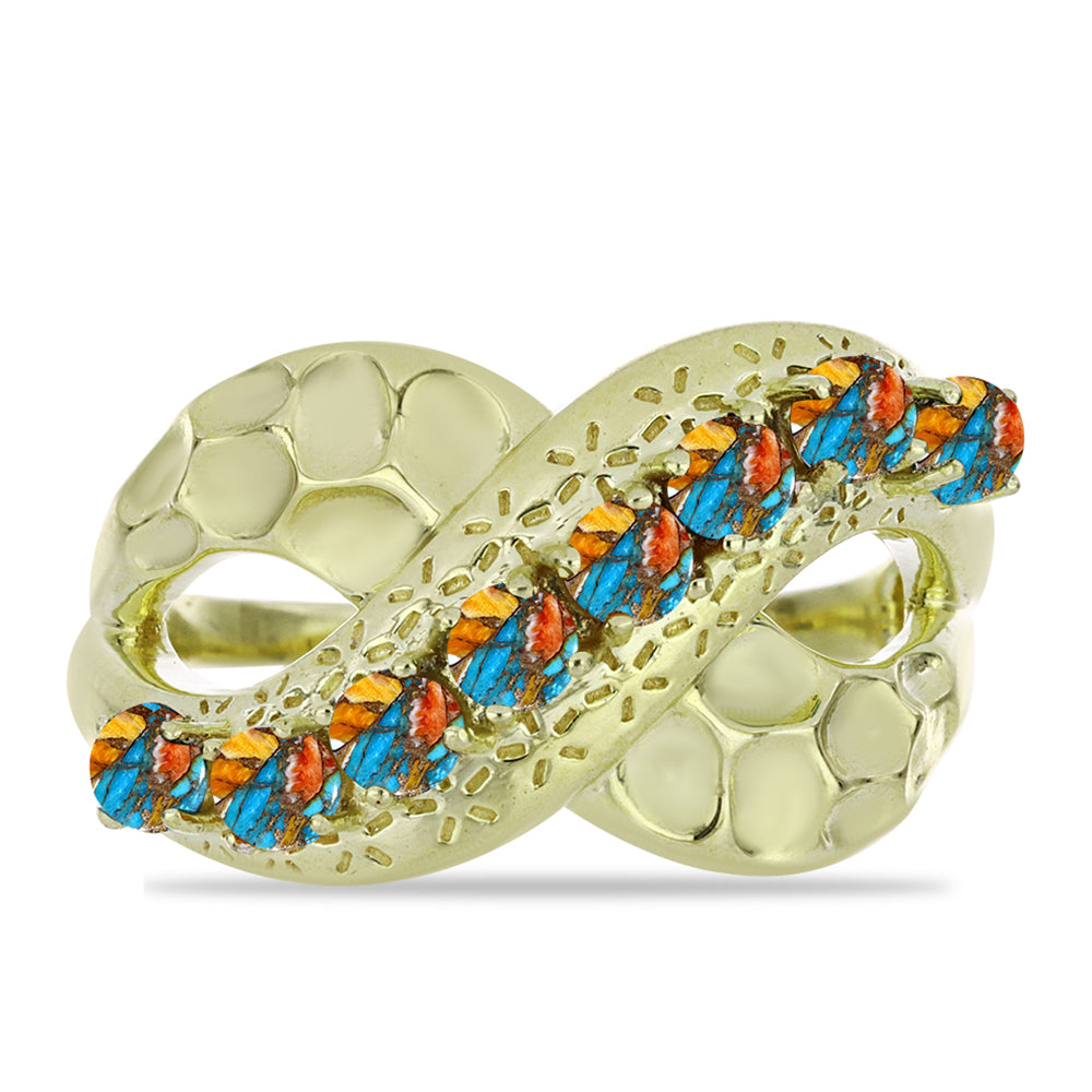 Pozlátený Strieborný Prsteň s Ustricovým Tyrkysom 1 