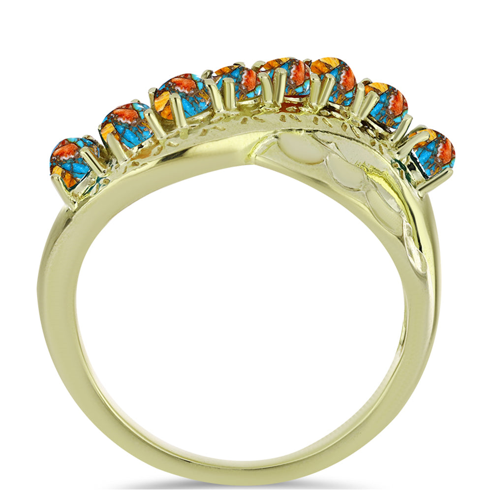 Pozlátený Strieborný Prsteň s Ustricovým Tyrkysom 2 