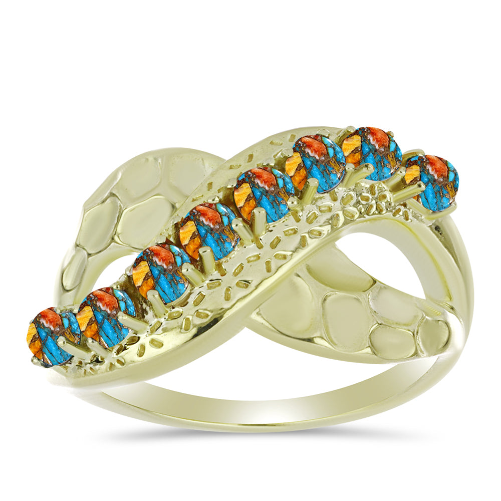 Pozlátený Strieborný Prsteň s Ustricovým Tyrkysom 3 