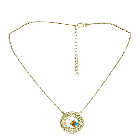 Pozlátený Strieborný Náhrdelník s Ustricovým Tyrkysom