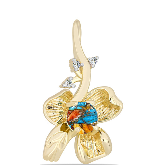 Pozlátený Strieborný Prívesok s Ustricovým Tyrkysom a Bielym Topásom