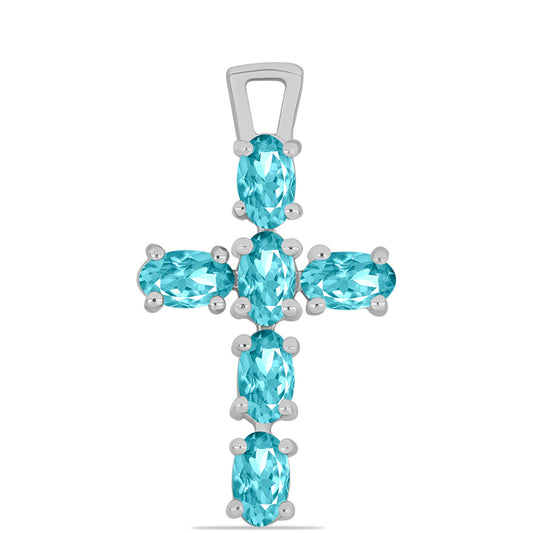 Kríž Strieborný Prívesok s Paraiba Kremeňom