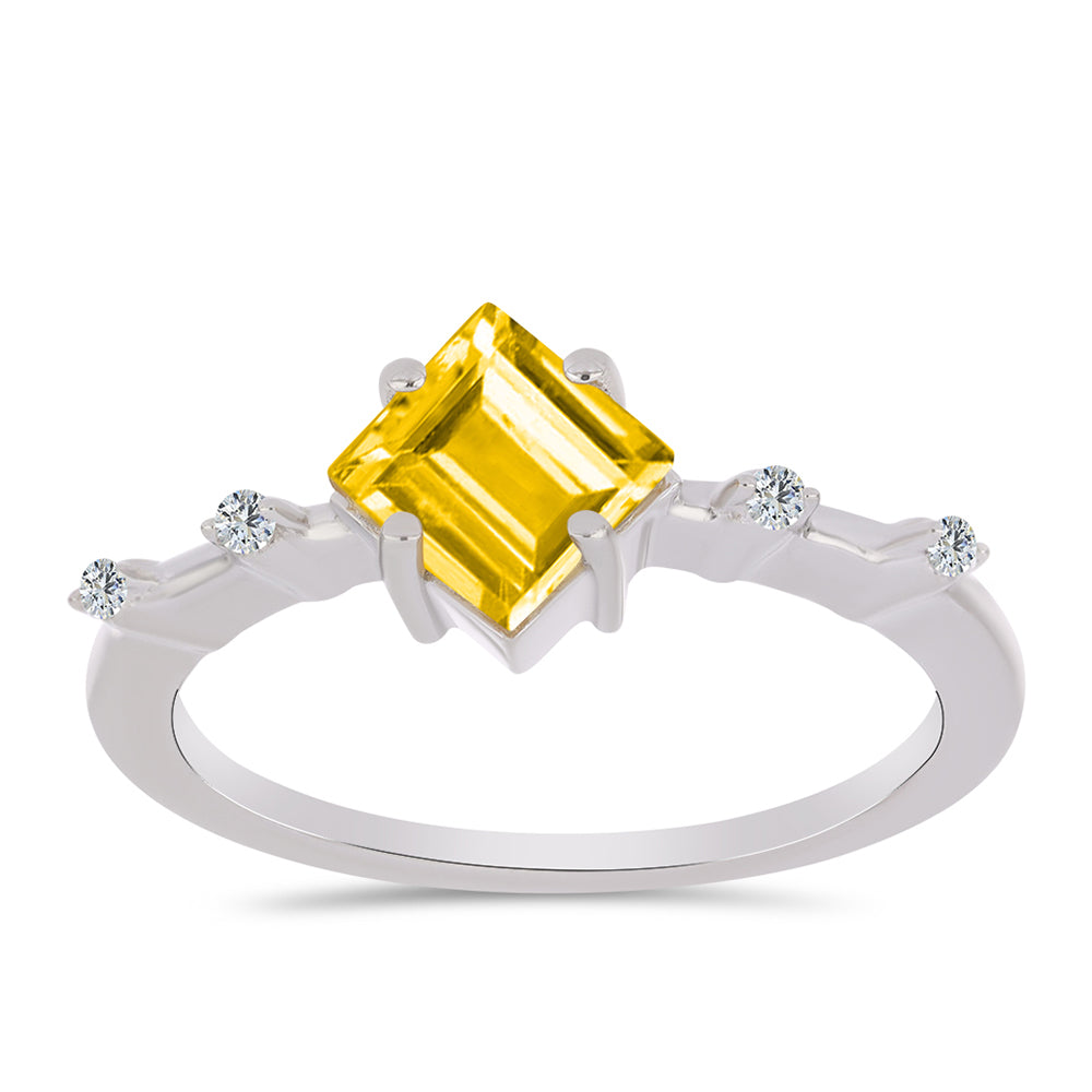 Strieborný Prsteň s Uralským Citrínom a Bielym Topásom