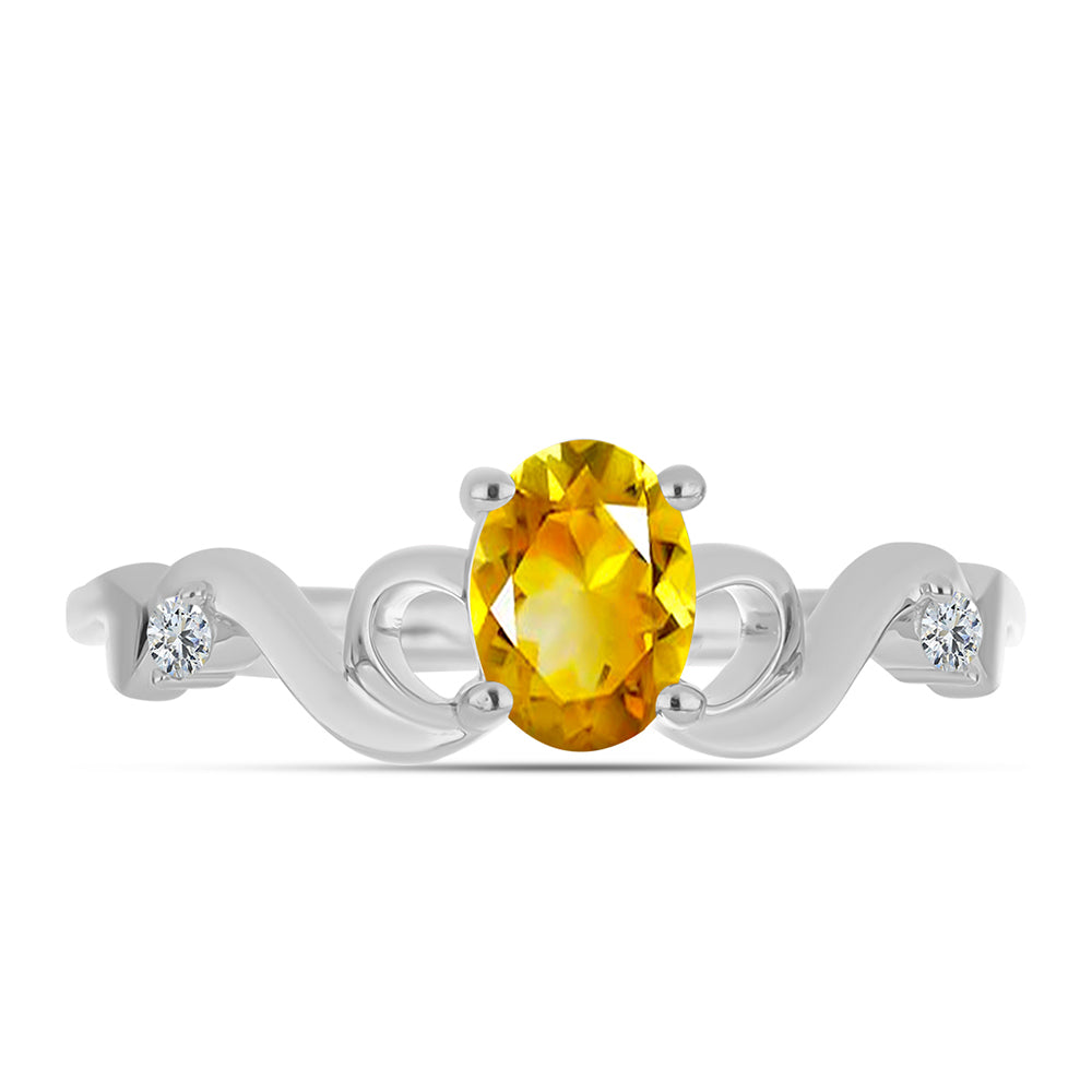 Strieborný Prsteň s Uralským Citrínom a Bielym Topásom