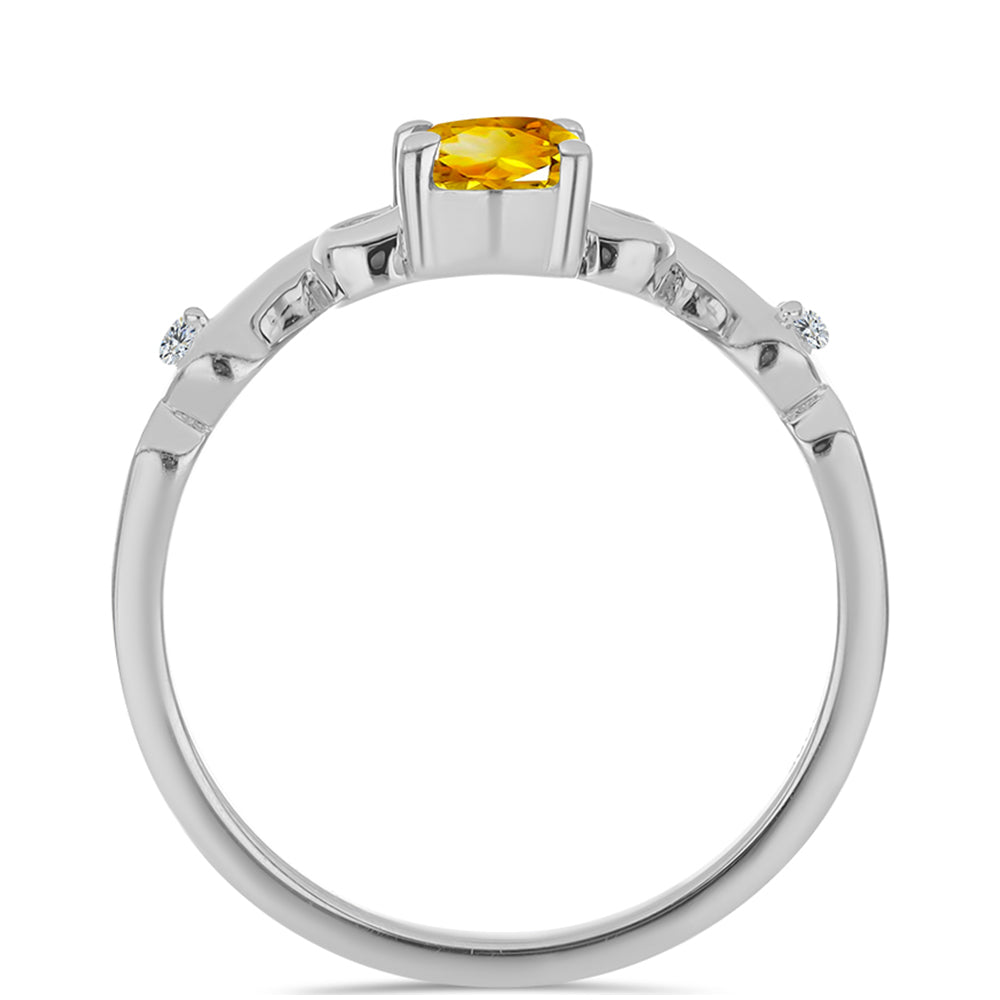Strieborný Prsteň s Uralským Citrínom a Bielym Topásom 2 