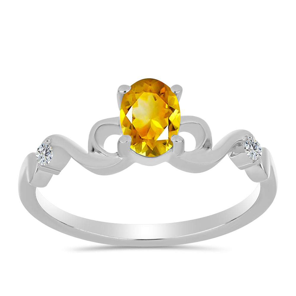 Strieborný Prsteň s Uralským Citrínom a Bielym Topásom