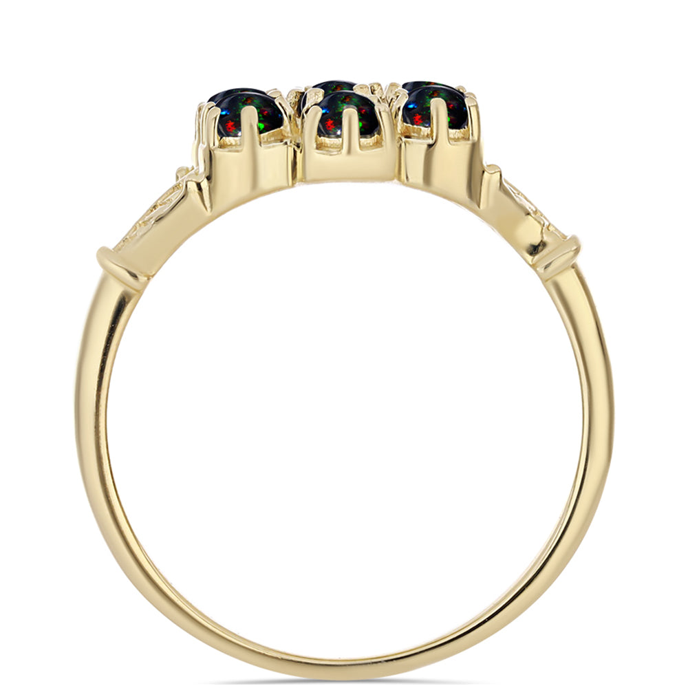 Pozlátený Strieborný Prsteň s Polnočne Čiernym Etiópskym Opálom z Lega Dembi