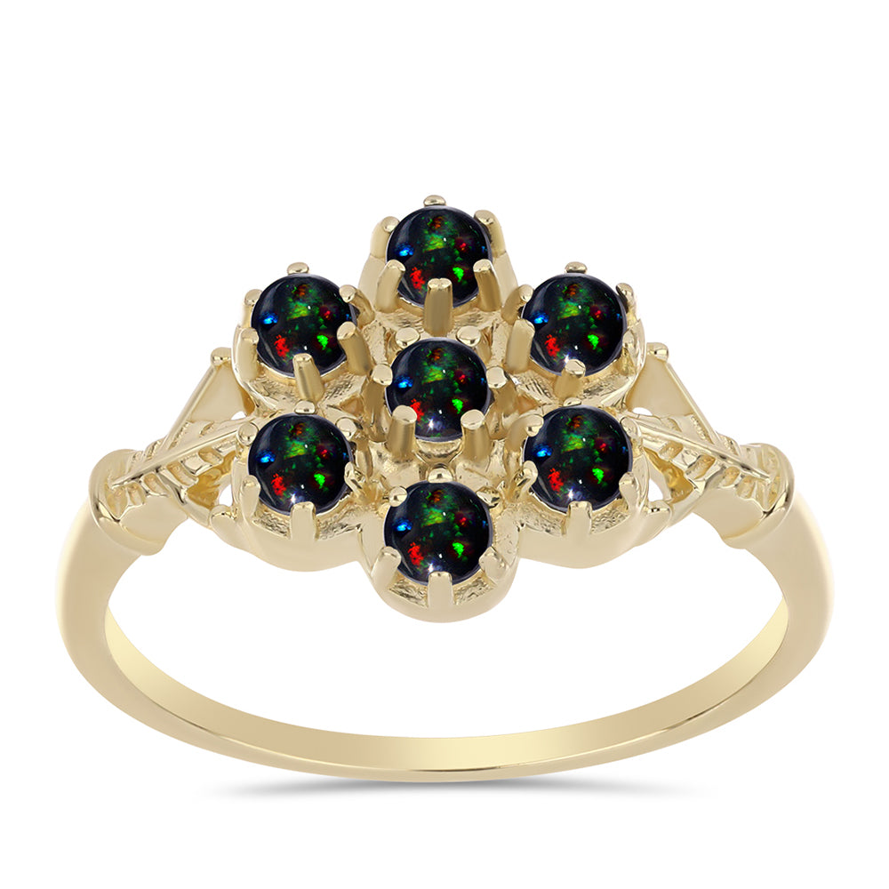 Pozlátený Strieborný Prsteň s Polnočne Čiernym Etiópskym Opálom z Lega Dembi 3 