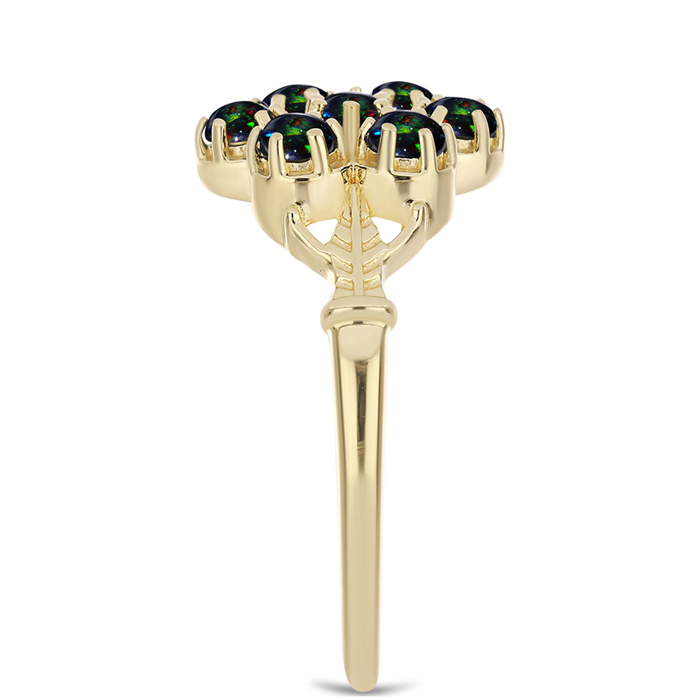 Pozlátený Strieborný Prsteň s Polnočne Čiernym Etiópskym Opálom z Lega Dembi 4 