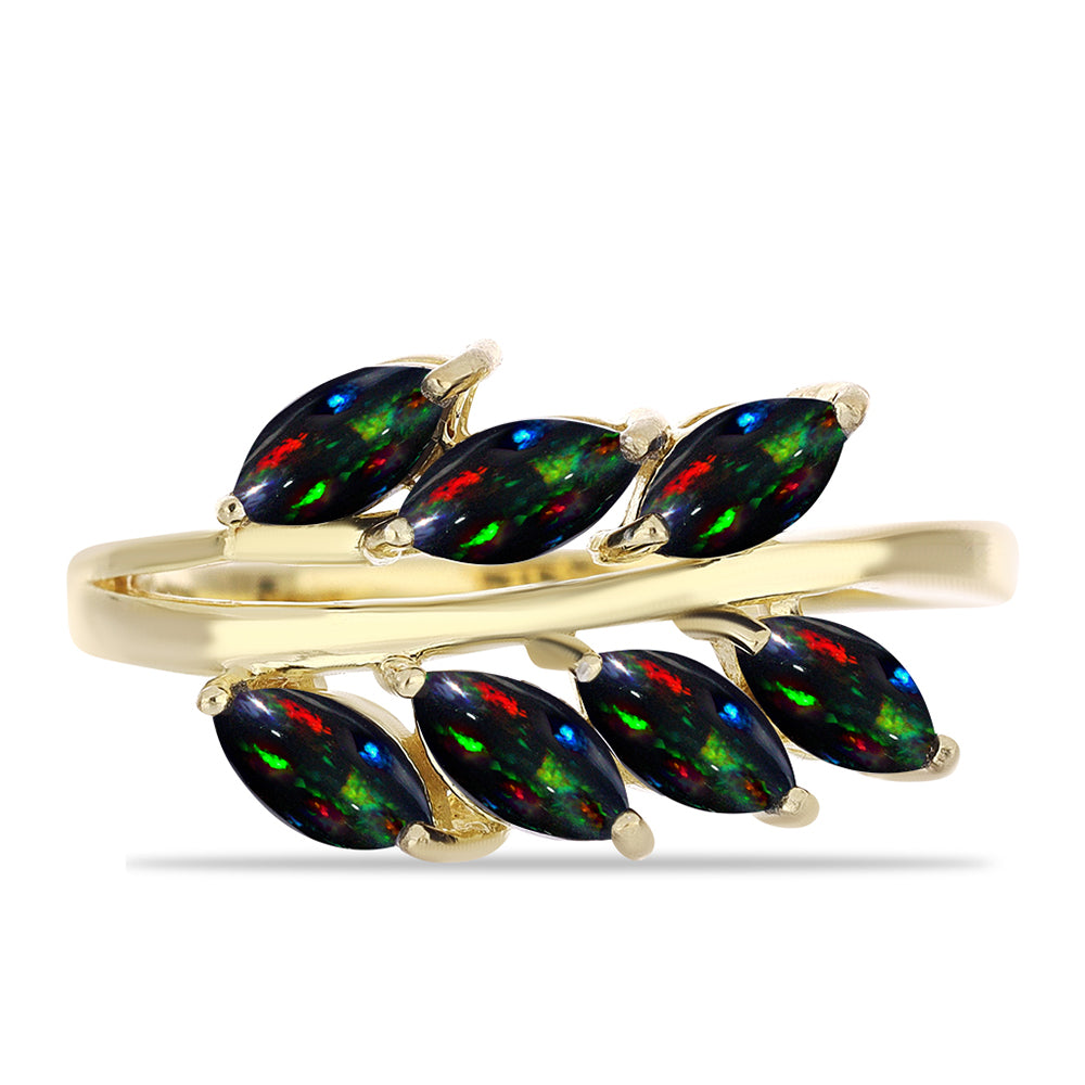 Pozlátený Strieborný Prsteň s Polnočne Čiernym Etiópskym Opálom z Lega Dembi 1 