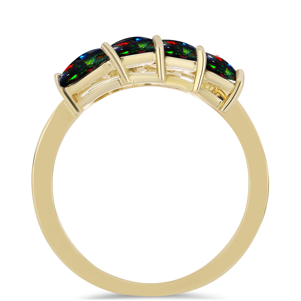 Pozlátený Strieborný Prsteň s Polnočne Čiernym Etiópskym Opálom z Lega Dembi 2 