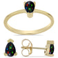 Pozlátené Strieborné Sada s Polnočne Čiernym Etiópskym Opálom z Lega Dembi ( Náušnice+Prsteň )