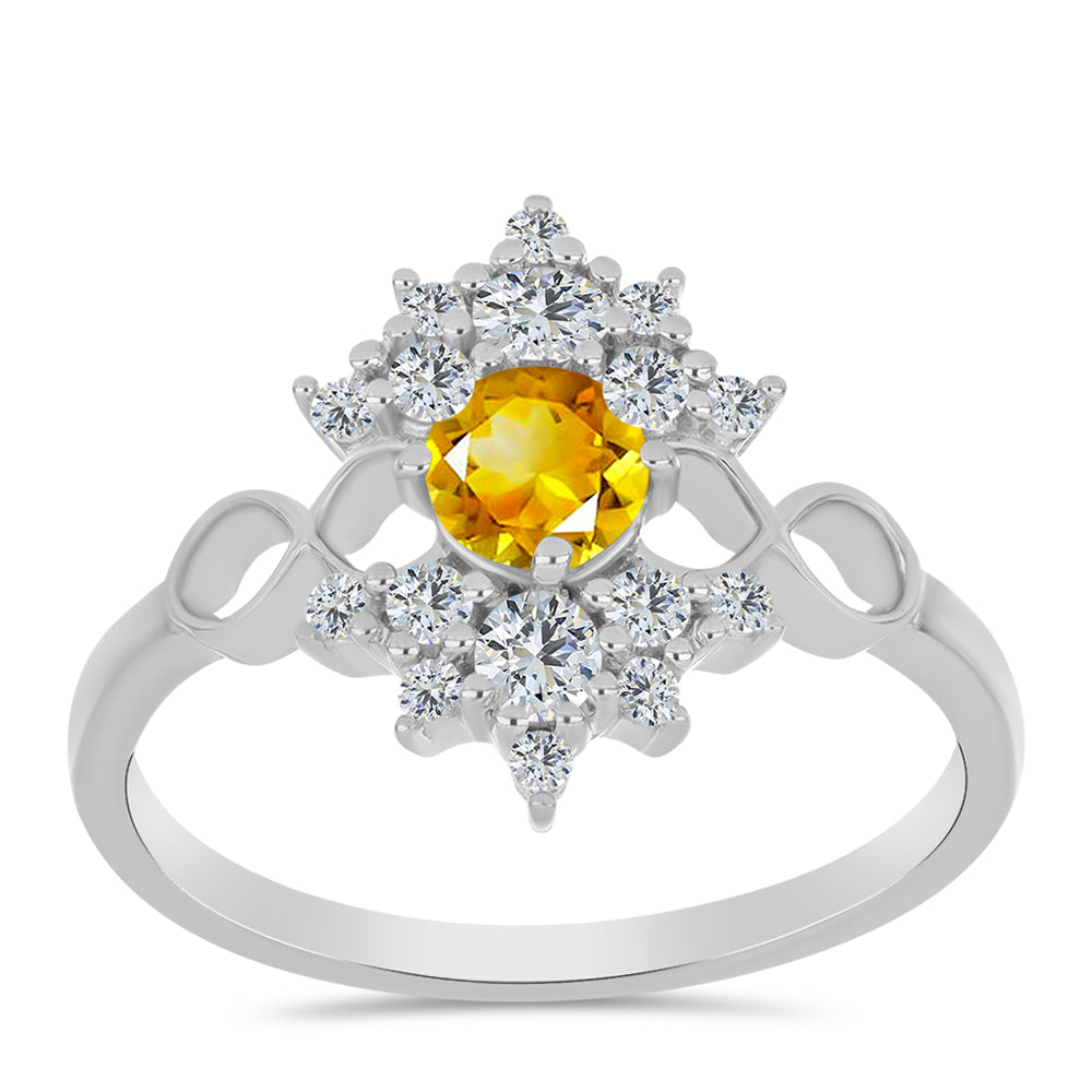 Strieborný Prsteň s Uralským Citrínom a Bielym Topásom 3 