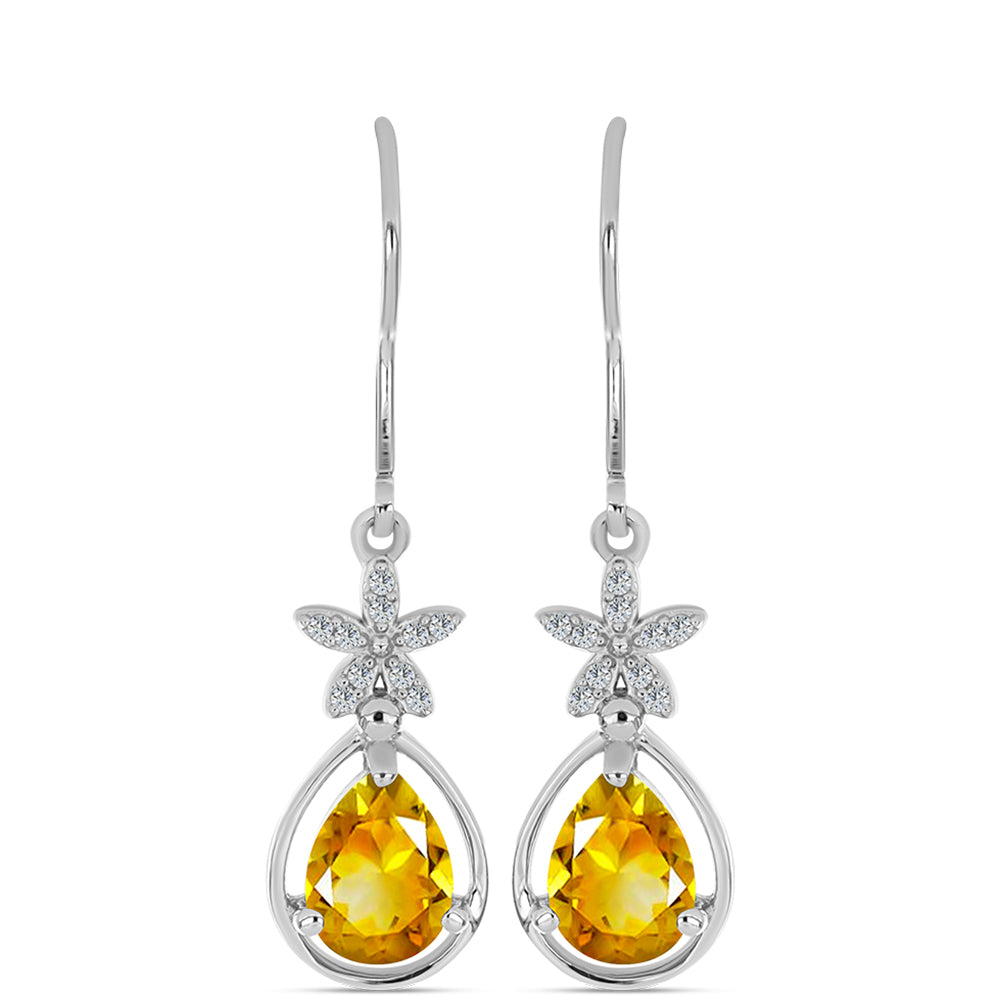 Strieborné Náušnice s Uralským Citrínom a Bielym Topásom