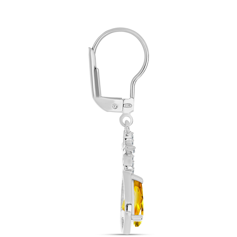 Strieborné Náušnice s Uralským Citrínom a Bielym Topásom 2 
