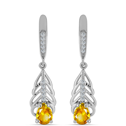 Strieborné Náušnice s Uralským Citrínom a Bielym Topásom