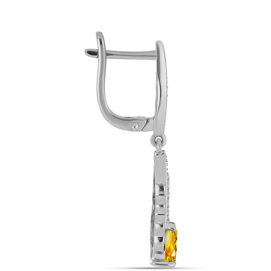 Strieborné Náušnice s Uralským Citrínom a Bielym Topásom