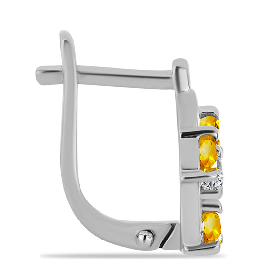 Strieborné Náušnice s Uralským Citrínom a Bielym Topásom
