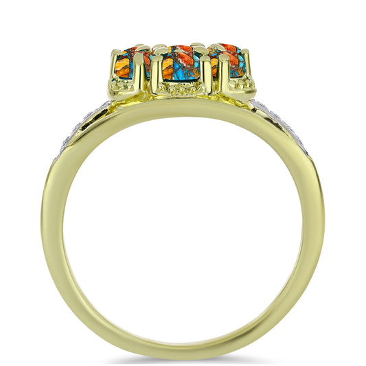 Pozlátený Strieborný Prsteň s Ustricovým Tyrkysom a Bielym Topásom