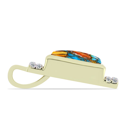 Pozlátený Strieborný Prívesok s Ustricovým Tyrkysom a Bielym Topásom