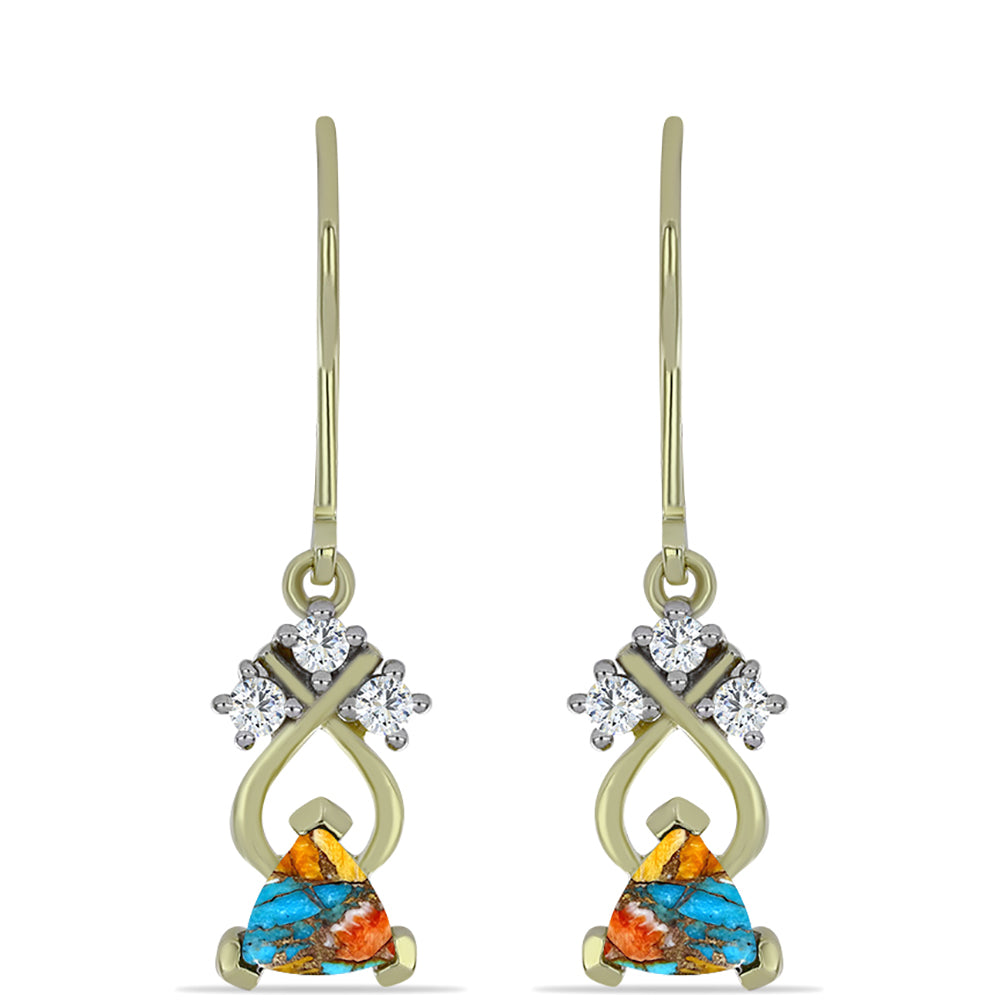 Pozlátené Strieborné Náušnice s Ustricovým Tyrkysom a Bielym Topásom 1 