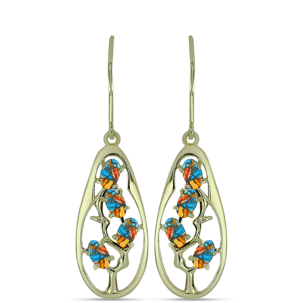 Pozlátené Strieborné Náušnice s Ustricovým Tyrkysom 1 