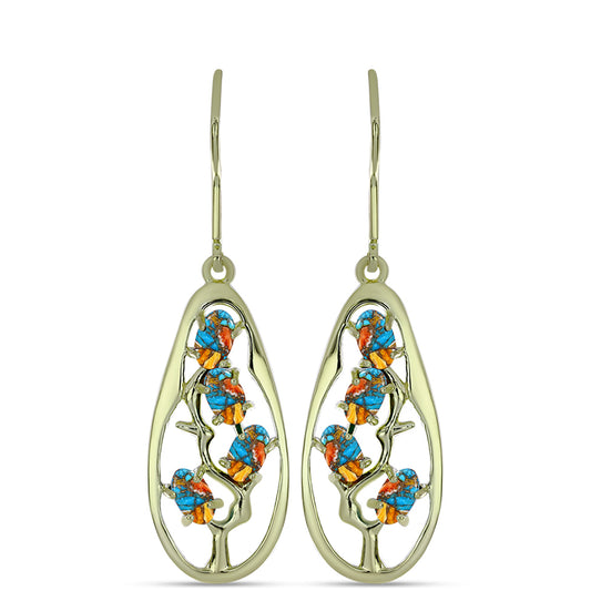 Pozlátené Strieborné Náušnice s Ustricovým Tyrkysom