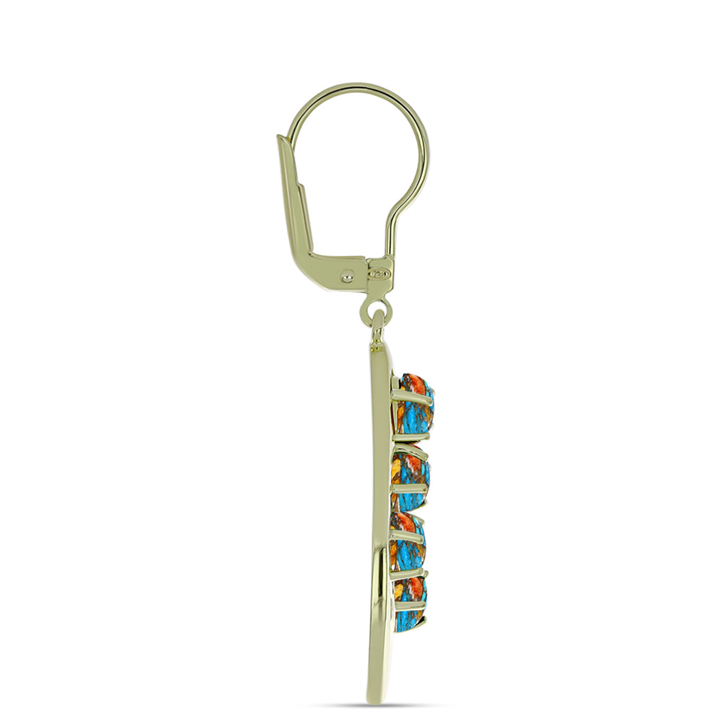 Pozlátené Strieborné Náušnice s Ustricovým Tyrkysom