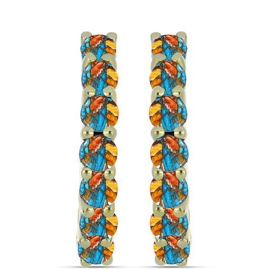 Pozlátené Strieborné Náušnice s Ustricovým Tyrkysom