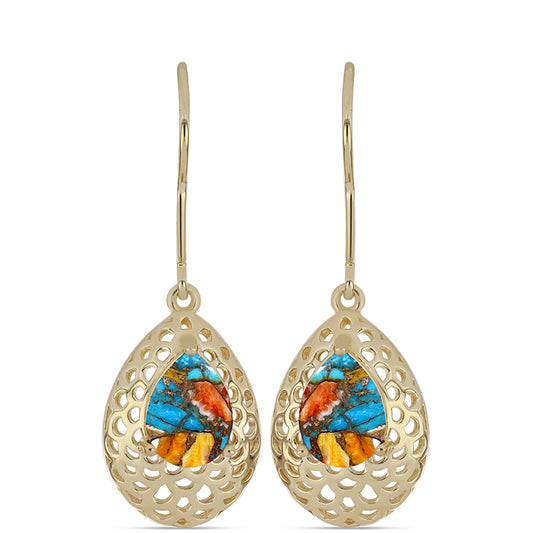 Pozlátené Strieborné Náušnice s Ustricovým Tyrkysom