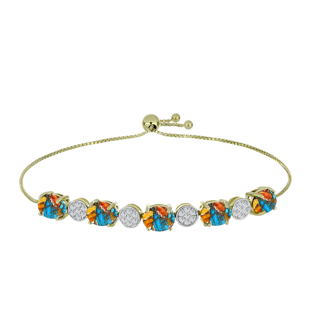 Pozlátený Strieborný Náramok s Ustricovým Tyrkysom a Bielym Topásom 1 