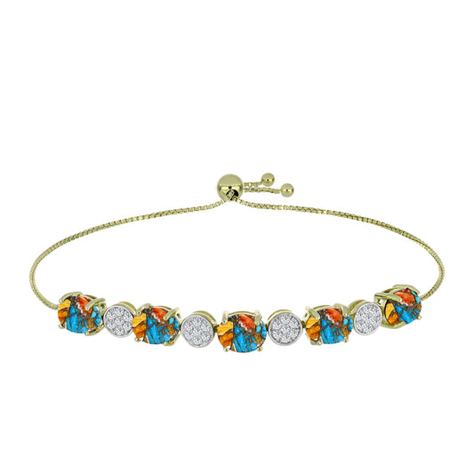 Pozlátený Strieborný Náramok s Ustricovým Tyrkysom a Bielym Topásom