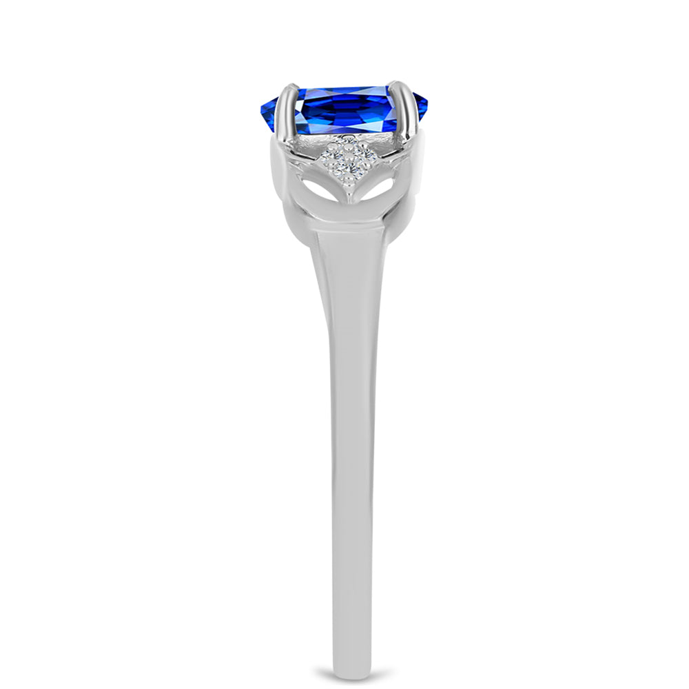 Strieborný Prsteň s Austrálskym Modrým Zafírom a Bielym Topásom 4 