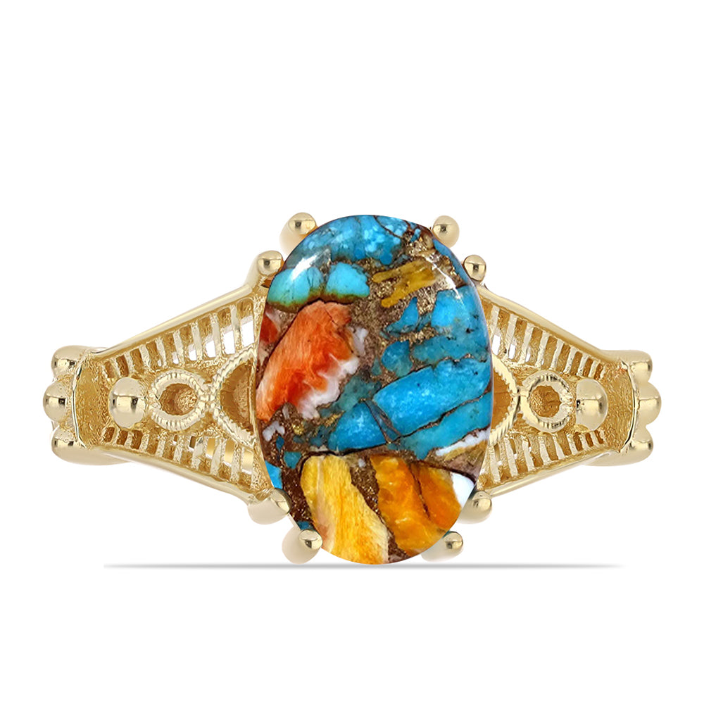 Pozlátený Strieborný Prsteň s Ustricovým Tyrkysom 1 