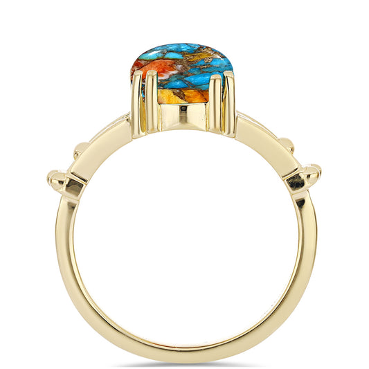 Pozlátený Strieborný Prsteň s Ustricovým Tyrkysom