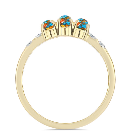 Pozlátený Strieborný Prsteň s Ustricovým Tyrkysom a Bielym Topásom