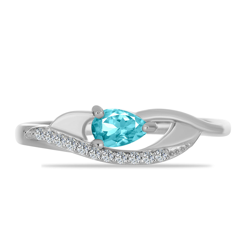 Strieborný Prsteň s Paraiba Kremeňom a Bielym Topásom 2 