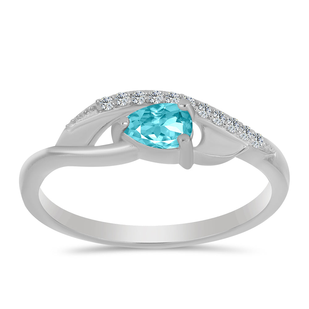Strieborný Prsteň s Paraiba Kremeňom a Bielym Topásom