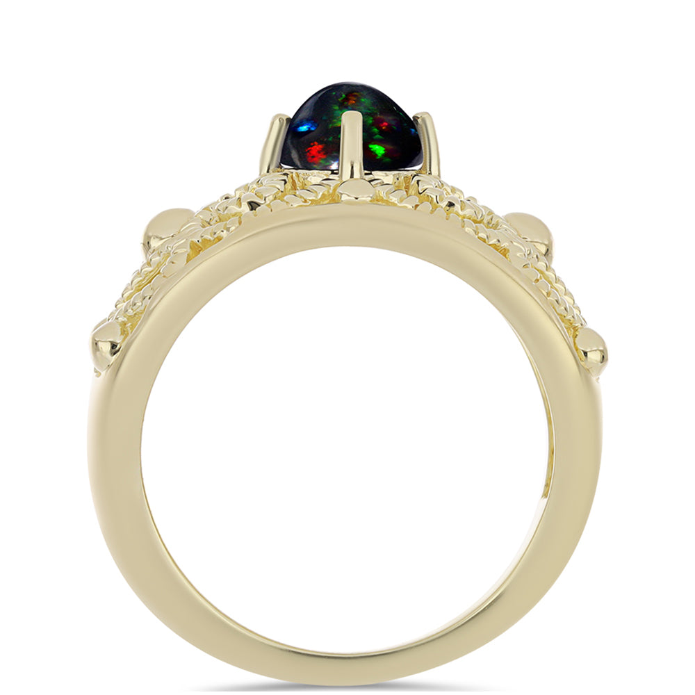 Pozlátený Strieborný Prsteň s Polnočne Čiernym Etiópskym Opálom z Lega Dembi 2 