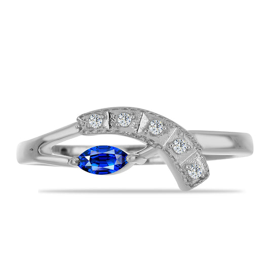 Strieborný Prsteň s Austrálskym Modrým Zafírom a Bielym Topásom