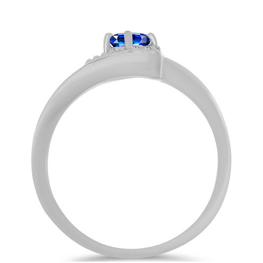 Strieborný Prsteň s Austrálskym Modrým Zafírom a Bielym Topásom